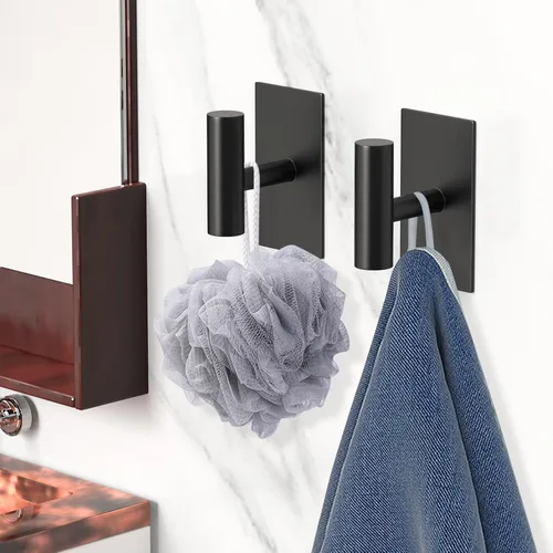 Vista 2 de PMMASTO Ganchos adhesivos, ganchos adhesivos de acero inoxidable para colgar, ganchos autoadhesivos de pared de ducha, ganchos para toallas
