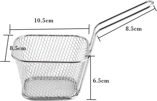 Vista 8 de 8 cestas rectangulares para freír, 4. 3 x 3. 3 x 2. Freidora profunda de acero inoxidable de 6 pulgadas, cesta para freidora de horno, cestas