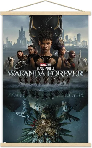 Trends International Marvel Black Panther: Wakanda Forever - Póster de pared de una hoja, 22.375 x 34 pulgadas, paquete de impresión premium y Juego