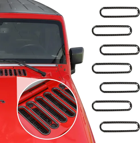 Vista 11 de Cubierta de ventilación del capó, panel de carcasa, cubierta de ventilación, accesorios exteriores de ABS para Jeep Wrangler JK JKU 2/4 puertas Azul