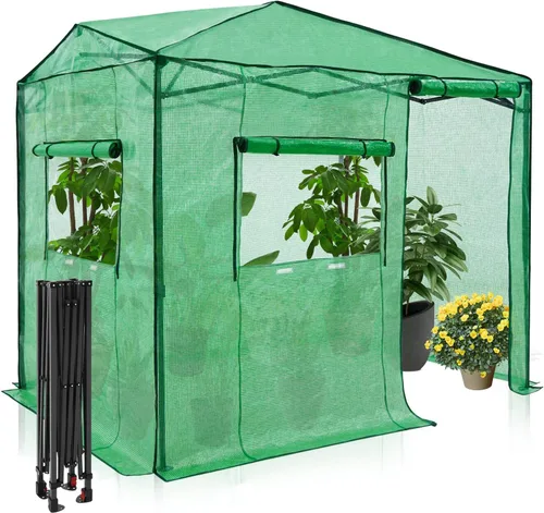 Vista 13 de EAGLE PEAK - Invernadero instantáneo emergente, para plantas de interior y exterior, con puertas con cremallera enrollables y ventanas laterales