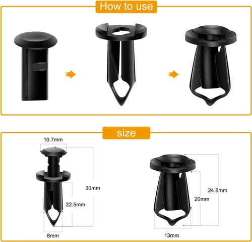 Vista 7 de GOOACC Kit de clips de retención de carrocería de automóvil (635 piezas) + kit de accesorios de protección contra salpicaduras del motor (70 piezas)