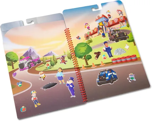 Vista 4 de Melissa & Doug Calcomanías hinchadas reciclables de la Patrulla Canina, libro de calcomanías de camiones grandes, libro de actividades de viaje