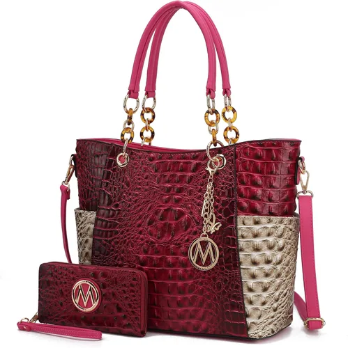 Vista 25 de MKF Collection - Juego de bolsa de mano para mujer, con cartera y asa superior, de piel vegana