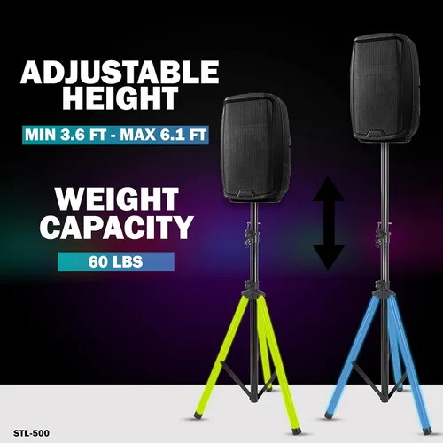Vista 4 de Gemini Sound STL-500 Equipo de audio profesional plegable plegable ajustable DJ PA System Party Universal Speaker Stands, control remoto, patas