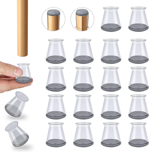 Vista 20 de 32 piezas de protectores de suelo para patas de silla rectangulares para madera dura - Almohadillas de silicona y fieltro para muebles, cubiertas