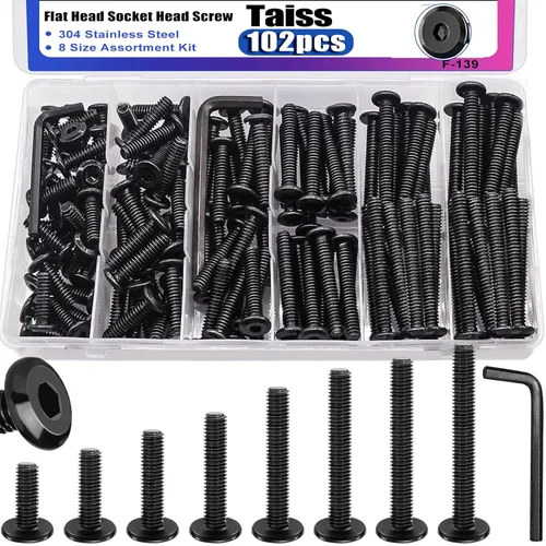 Vista 13 de Taiss 10 piezas de tornillos de cabeza hexagonal de 5/16-18x1, pernos para muebles, tornillos para muebles de acero inoxidable 304, pernos de 1/4