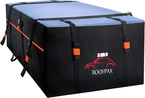 RoofPax Bolsa de transporte de carga extra impermeable para techo de 15 cft, doble cremallera resistente a la intemperie, alfombrilla integrada, 10