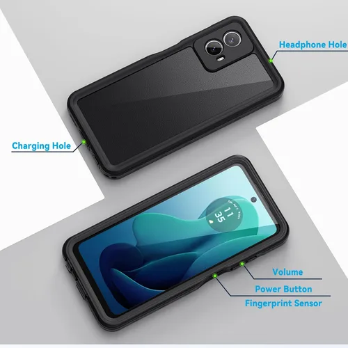 Vista 7 de Lanhiem Funda para Moto G 5G 2024, IP68, impermeable, a prueba de polvo, a prueba de golpes, con protector de pantalla integrado, cubierta