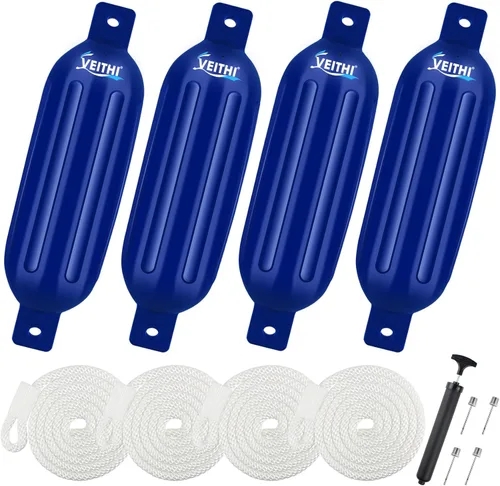 Vista 72 de Juego de 4 guardabarros para barco de 4.5/5.5/6.5/8.5/10/16 pulgadas, parachoques de vinilo con ojos gemelos acanalados, parachoques para barco