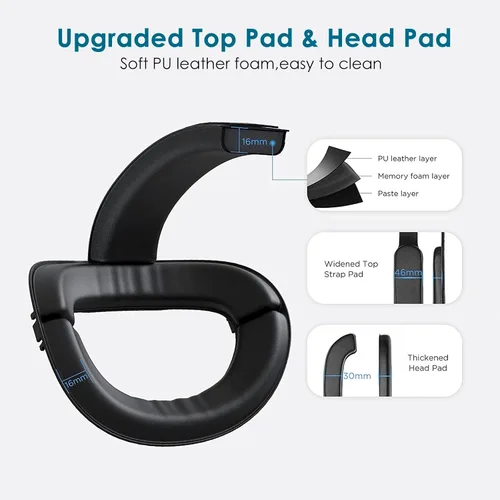 Vista 4 de Head Strap Battery Pack for Oculus Quest 2, Replacement Elite Strap 8000mAh Rechargeable Battery PC Accessories, Adjustable Headset with LED