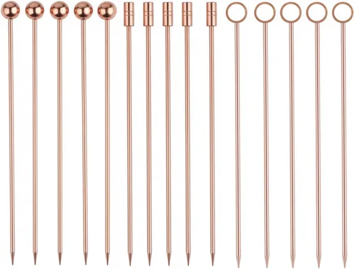 Vista 10 de I-MART Juego de púas de cóctel de acero inoxidable (paquete de 15 unidades, dorado)