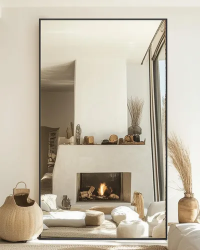 Vista 25 de Antok Espejo de longitud completa, 58 x 20 pulgadas, espejo de pie independiente de cuerpo completo con soporte para dormitorio, montado para colgar