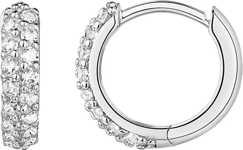 PAVOI 14K Gold Plated Sterling Silver Post Cubic Zirconia Huggie Earrings Small Round Huggie Stud Fashion Hoop Earrings for Women in Gold Plating