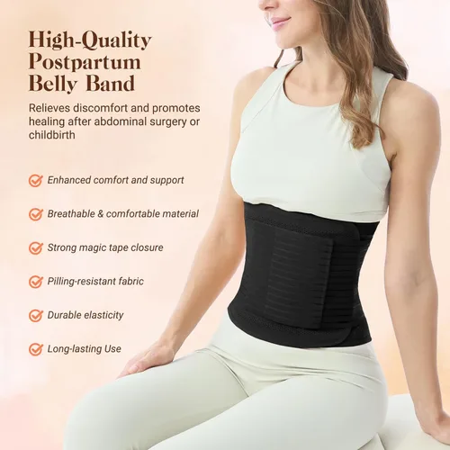 Vista 8 de Postpartum Belly Band for Women: Abdominal Binder Post Surgery Compression Support Belt - Waist Trainer Girdle C Section Wrap