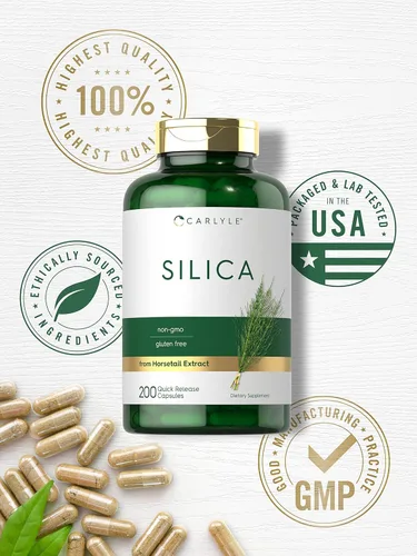 Vista 5 de Carlyle - Cápsulas de suplemento de sílice 200 unidades de extracto de cola de caballo sin OMG y sin gluten