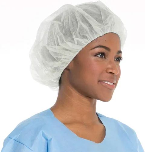 Gorras desechables Bouffant (red para el cabello), poliéster hilado, red para cubrir la cabeza del cabello, 21 pulgadas por Careoutfit, Blanco, L, XL