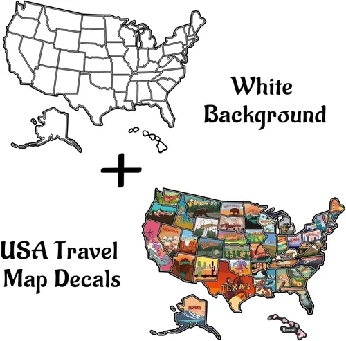 Vista 3 de Adhesivo de vinilo con mapa de Estados Unidos, vinilo para caravana, caravana, caravana, mapa, calcomanías impermeables para ventana y puerta