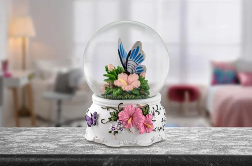 Vista 5 de Caja de música de San Francisco mariposa con flores globo musical de agua