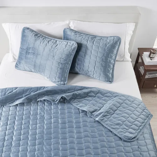 Vista 2 de Great Bay Home Juego de edredón y funda de almohada de terciopelo de tamaño individual, terciopelo de lujo de doble cara, juego de ropa de cama