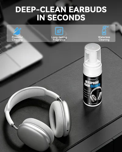 Vista 4 de Kit de limpieza para la diadema de Apple AirPods Max – Restaura la diadema y los auriculares con espuma de limpieza profunda, cepillo suave