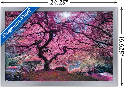 Vista 3 de Trends International Póster de pared Pink Tree 2 de Moises Levy Versión con marco plateado
