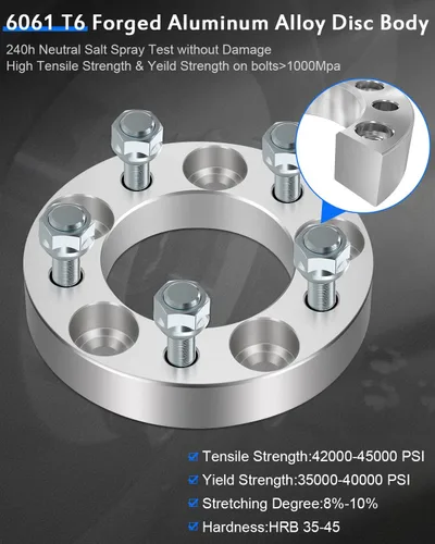 Vista 5 de ECCPP 4 espaciadores de rueda de 1 pulgada con 5 lengüetas de 5 x 4.5 y 5 x 114.3 con pernos de 12 x 1.5 de 3.248 in, aptos para Toyota Avalon