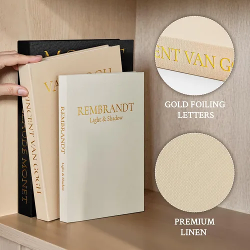 Vista 5 de JARLINK Libros Decorativos Estéticos, Juego de 3 Libros Falsos de Lino para Mesa de Café, Estantería o Decoración de Repisa, Elegantes Cajas