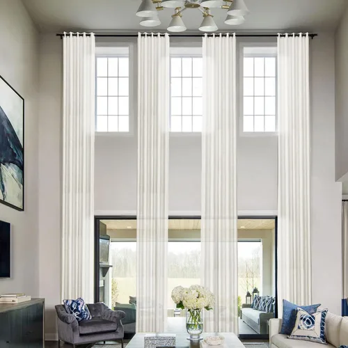 Frelement Paneles de cortinas de lino transpirables para techo alto, loft, dormitorio, cortinas de oscurecimiento de habitación, cortinas con ojales