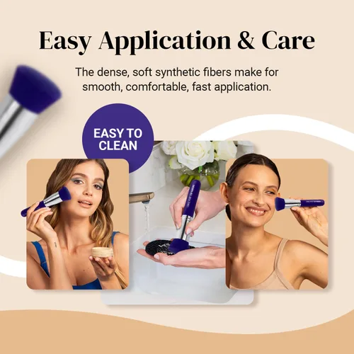 Vista 7 de Keshima - Paquete de brochas grandes para base de maquillaje Kabuki de parte superior plana, brocha para pulir, mezclar y cara, brochas