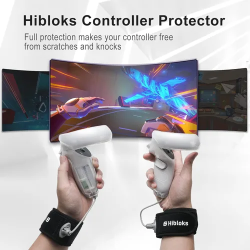 Vista 2 de Hibloks Silicone Handle Cover for MetaOculus Quest 2 Accessories, Wrist-Protect Grip Cover for Oculus Quest Controller