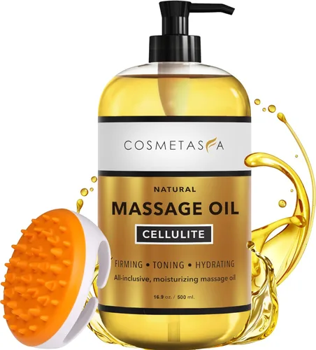 Vista 9 de Cosmetasa Aceite de masaje anticelulítico – Drenaje linfático y aceite corporal reafirmante con colágeno y células madre – Fórmula tonificante e