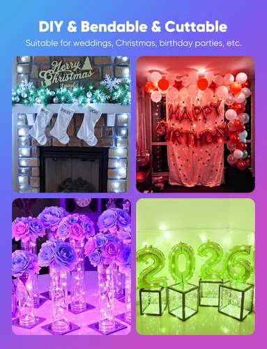 Vista 8 de Minetom Paquete de 20 luces de hadas que funcionan con pilas, 8 modos y temporizador, 7 pies, 20 LED, 6 colores, impermeable, alambre plateado