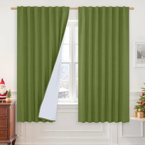 Vista 65 de LAMIT Cortinas opacas cortas de lino de 30 pulgadas para ventanas de cocina sobre el fregadero, cortinas de café texturizadas de lino marfil