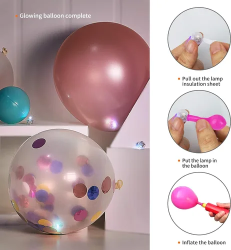 Vista 5 de Aogist - 50 piezas de luces de globo con gancho, tiempo de espera prolongado, luz mini impermeable para fiesta de cumpleaños, boda, Navidad, 10