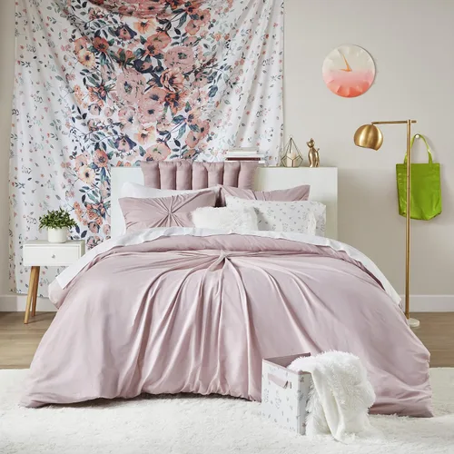 Comfort Spaces Juego de edredón para dormitorio – College Essentials, paquete completo de dormitorio y sábana con 2 bolsillos laterales, Full Kamila