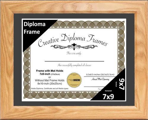 Vista 44 de Creative Picture Frames Marco de diploma con acabado de roble de 6 x 8 pulgadas, con caballete de vidrio negro y colgadores de pared instalados