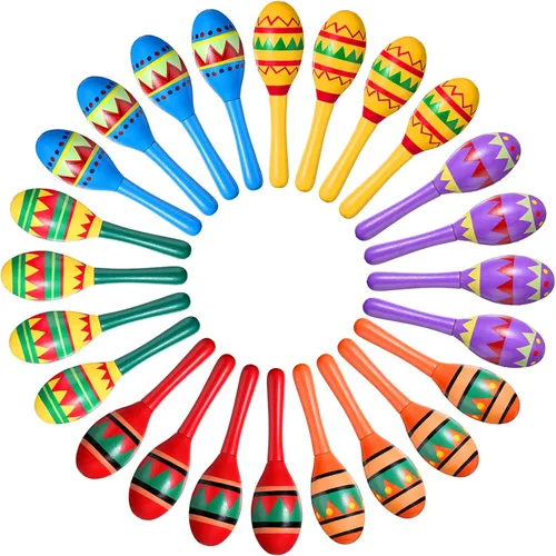 Civaner 12 piezas de mini fiesta de maracas para adultos, decoración mexicana del Cinco de Mayo, 6 diseños para accesorios mexicanos, 4.92 x 1.38