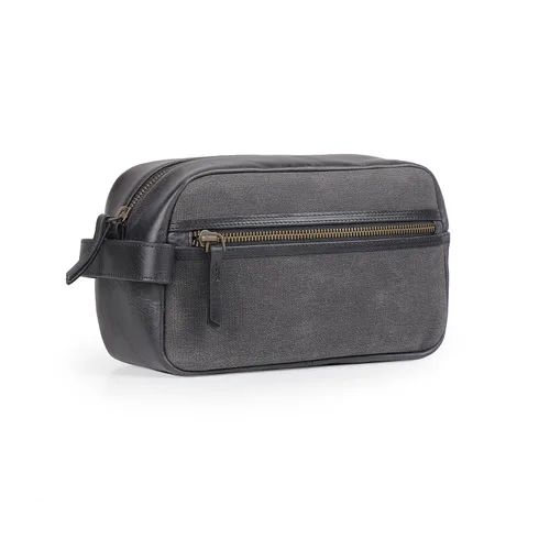 Vista 11 de Londo Neceser de viaje de cuero genuino, maquillaje, bolsa organizadora de afeitado - Kits Dopp - Unisex