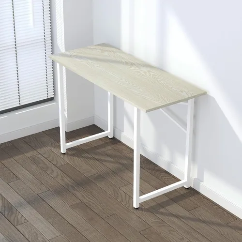 Vista 162 de Escritorio plegable de 47 pulgadas, no requiere montaje, mesa de oficina en casa, escritorio de campamento para computadora de juegos, color beige
