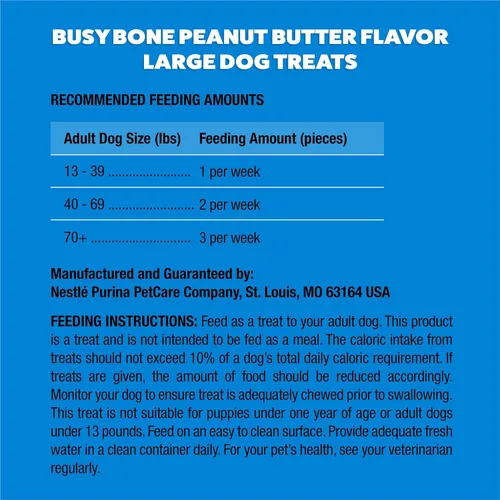 Vista 7 de Purina Busy Bone Huesos Masticables para Perros Adultos, Mantequilla de Maní - Bolsa de 10 ct