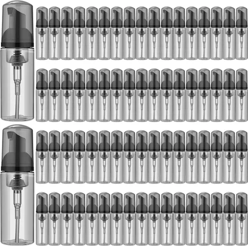 Vista 8 de 70 dispensadores de jabón de espuma de plástico de 2 onzas, botellas de champú recargables para pestañas con bomba, dispensador de botellas de Negro