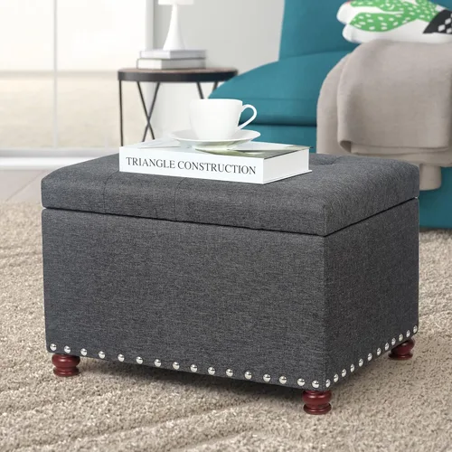 Vista 39 de Joveco Banco otomano de almacenamiento rectangular de tela, reposapiés, 24 pulgadas, moderno, copetudo, para dormitorio, asiento para entrada