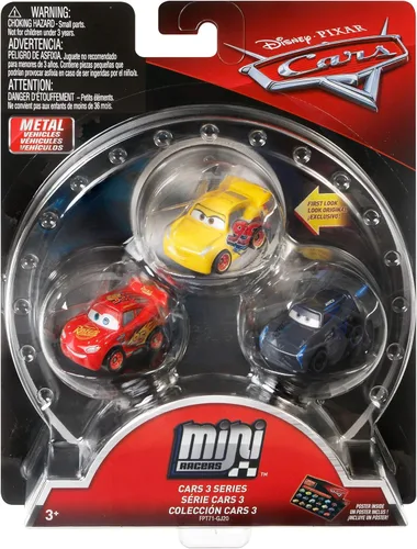 Vista 4 de Disney Pixar Cars Mini Racers Cars Serie 3 Paquete de 3