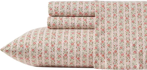Vista 8 de Laura Ashley - Juego de sábanas individual, ropa de cama de percal de algodón fresca y suave con bolsillos profundos, ligera para comodidad durante