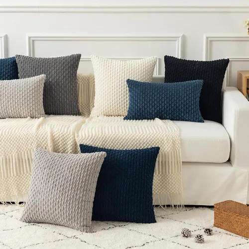 Vista 510 de Kevin Textile - Juego de 2 fundas de almohada decorativas de pana suave, estilo bohemio, a rayas, decoración del hogar para sofá, cama, sofá y sala