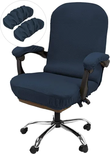 Vista 15 de NeColorLife Funda Elástica para Silla de Oficina con Fundas para Reposabrazos - Funda de Asiento de Respaldo Alto con Cremallera para Sillas