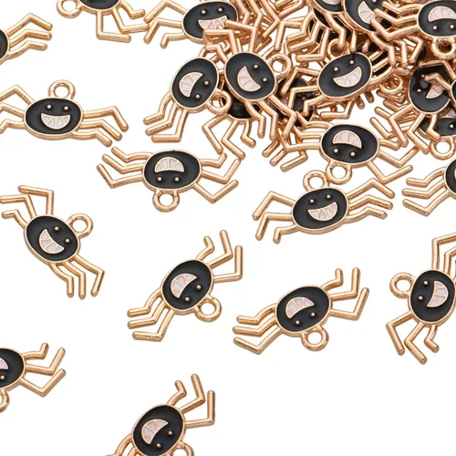 Vista 18 de Paquete de 80 dijes esmaltados de arcoíris chapados en oro, colgantes de colores estilo hawaiano, accesorios para collar, pulsera, fabricación