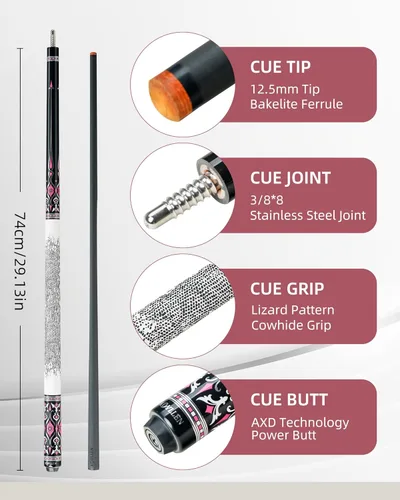 Vista 3 de KONLLEN Carbon Fiber Pool Cue Stick 58-inch Professional Pool Sticks for Adults Full Carbon Technology Low Deflection Pool Cue Billiard Cues with