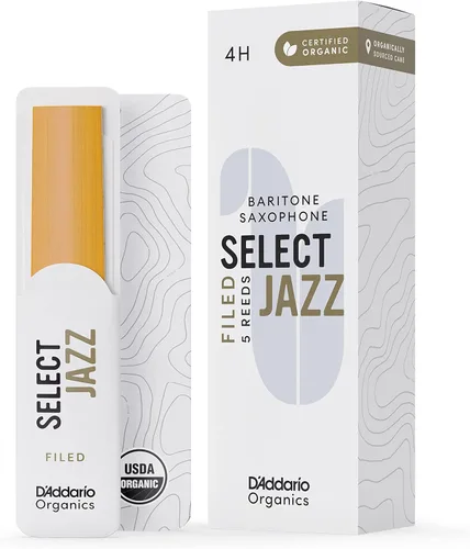 Vista 17 de D'Addario Organic Select Jazz Filed Saxofón 2 medianas, paquete de 5 cañas de saxofón barítono (ORSF05BSX2M)